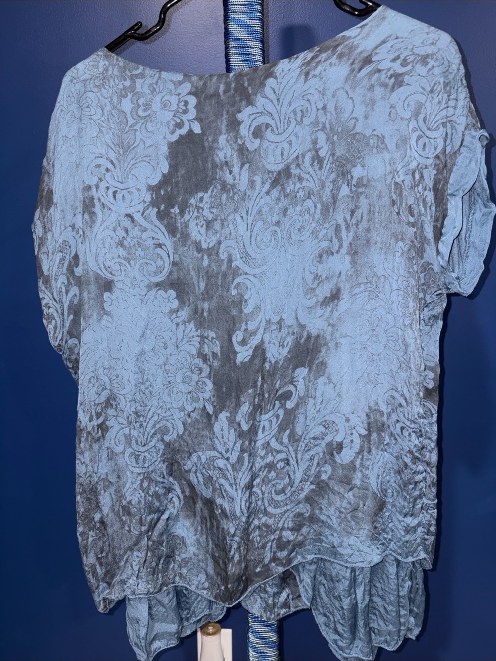 Carla Conti Made in Italy- Dusty Blue Layered Boho Top | Size Small - Picture 5 of 13